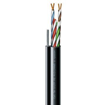 Cat. 5e U/UTP РЕ steel cord 4x2x24 AWG (k) трос (70910181) бухта 500м. Кабель витая пара ЗЗЦМ (UTP медь уличный с тросом) 99-00014482 фото
